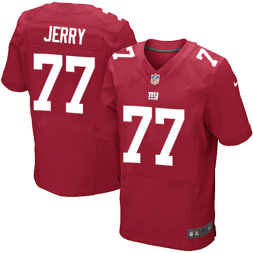 Men's Elite John Jerry Nike Jersey Red Alternate - #77 NFL New York Giants